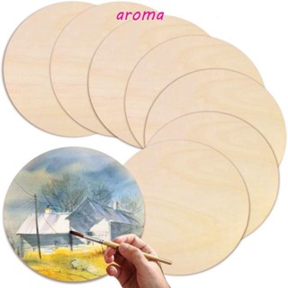 Aroma แผ่นไม้แกะสลัก ทรงกลม ไม่สําเร็จรูป DIY สําหรับตกแต่งบ้าน งานแต่งงาน คริสต์มาส