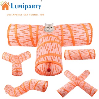 Lumiparty อุโมงค์สัตว์เลี้ยง แมว แบบพกพา พับได้ ลายตัวอักษร ซ่อนได้ ของเล่นสําหรับสัตว์เลี้ยง แมวในร่ม