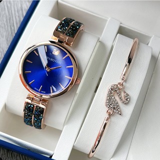 【ฟรีวงเล็บ】นาฬิกาข้อมือ สเตนเลส คริสตัล หงส์ กันน้ํา สําหรับ…