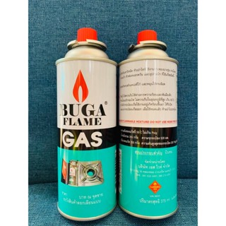 Gas แก๊สกระป๋อง แก๊สเตาปิคนิค BUGA FLAM   มี มอก.974-2533 เจ้าเดียวในประเทศไทย น้ำหนัก 355 กรัม จำนวน 2 กระป๋อง