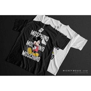 TOP CTพร้อมส่ง!! เสื้อยืด Oversize คอกลมแขนสั้น ดีเทลลายมิกกี้เมาส์ Mickey Mouse Moschino