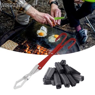 Virgo311 ฟืนที่คีบอลูมิเนียมด้ามยาว Campfire Tong Coal Grabber สำหรับบาร์บีคิวกลางแจ้งในครัว