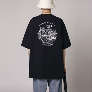 S-8XL  Summer fashion brand personality trend behind the printing short-sleeved T-shirt for men and women Korean lo_03