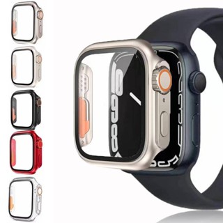 กระจก + เคส สําหรับ Apple Watch Series 8 7 se 6 5 4 เปลี่ยนเป็นตัวป้องกันหน้าจอ รูปลักษณ์พิเศษ + ฝาครอบ PC สําหรับอัพเกรด iWatch 44 มม. 45 มม. 40 มม. 41 มม.