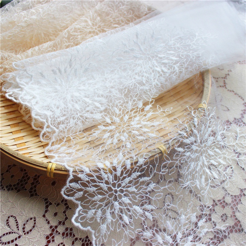 ผ้าลูกไม้ สีขาว กว้าง 30 ซม. 1 หลา สําหรับเย็บผ้า DIY