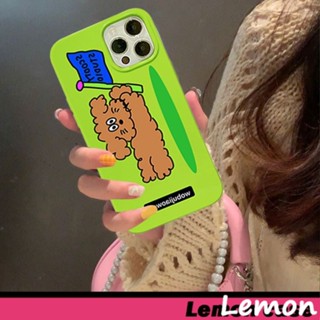 【 Lemon 】เคสโทรศัพท์มือถือนิ่ม เนื้อเงา ลายการ์ตูนลูกสุนัขน่ารัก สีเขียววาว สําหรับ iPhone 7 8 7plus 8plus 11 12 X XS XR XSMAX 11promax 12promax 12promax 13 13promax 13promax 13 13promax