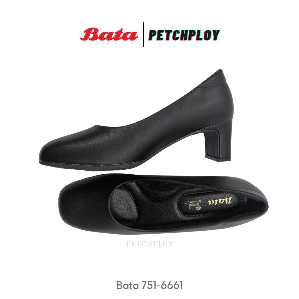 Bata รุ่น 751-6661 รองเท้าผู้หญิงคัทชู ส้นสูง 2 นิ้ว รับปริญญา นักศึกษาแบบถูกระเบียบ