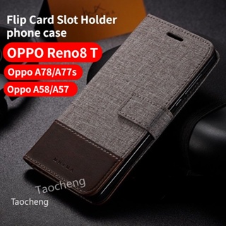 เคสโทรศัพท์มือถือหนังแข็ง ฝาพับ กันกระแทก พร้อมช่องใส่บัตร สําหรับ Oppo Reno8 T Reno 8T OPPOReno8T A78 A77 s A77s A58 A57 4G 5G 2023