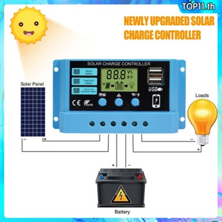 Pwm ควบคุมการชาร์จพลังงานแสงอาทิตย์10a/20a/30a 12โวลต์/24โวลต์ควบคุม Pv พร้อมจอแสดงผล Lcd แบบ Dual Usb ชาร์จ Top111.th