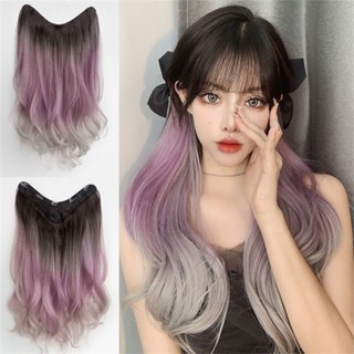 วิกผมหางม้า แบบยาวหยิก สีม่วง สีเทา ไล่โทนสี สําหรับผู้หญิง
