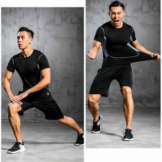 High Elastic Quick Drying Clothes Running Training Wear Short Sleeve Gym Workout Clothes Sports Tights Mens Basketball Workout Clothes 1Zyy