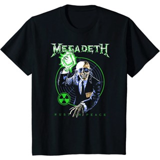 QGเสื้อยืดสีขาวเสื้อยืดคอกลม ผ้าฝ้าย พิมพ์ลาย Megadeth Rust in Peace Anniversary แฟชั่นฤดูร้อน สําหรับผู้ชายS-4XL