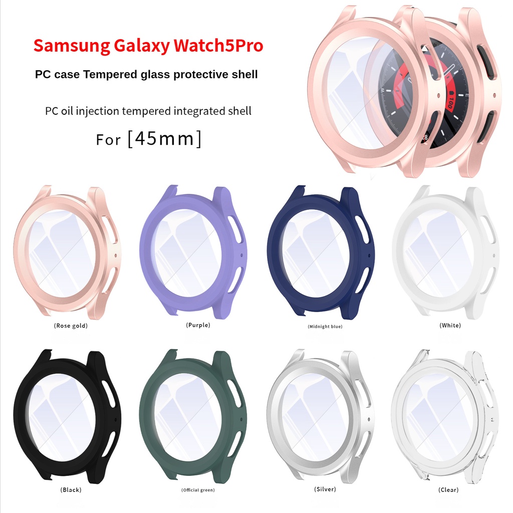 เคสป้องกันนาฬิกาข้อมือ PC+ กระจกนิรภัย สําหรับ Samsung Galaxy watch 5 pro 45 มม. watch5pro