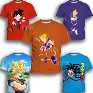 ใหม่ เสื้อยืดคอกลม แขนสั้น พิมพ์ลายการ์ตูน Dragon Ball Monkey King 3D สําหรับเด็กผู้ชาย 2023