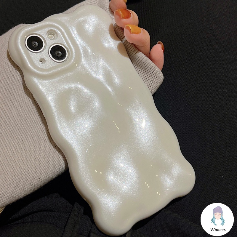 สีขาว 3D แฟลชฟอยล์ Pleats เคสโทรศัพท์สําหรับ IPhone 16 15 14 13 12 11 Pro Max 14 Pro Max กันกระแทก Glitter Dirt ทน TPU ฝาหลังโทรศัพท์มือถือ