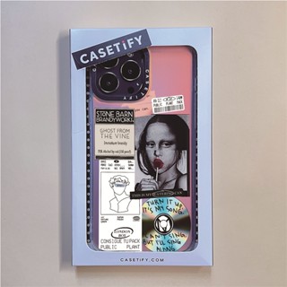 Casetify X Monalisa เคสโทรศัพท์มือถือ PC TPU แข็ง ขอบลายสติกเกอร์เลเซอร์ สําหรับ IPhone 14 Pro MAX 14 Plus 13 Pro MAX 12 Pro MAX 11 Pro MAX XS MAX XR X