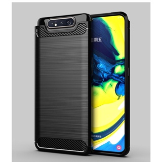 เคส Samsung Galaxy A80 SamsungA80 คาร์บอนไฟเบอร์ TPU ซิลิโคนนิ่ม ฝาหลัง เกราะ เคสโทรศัพท์