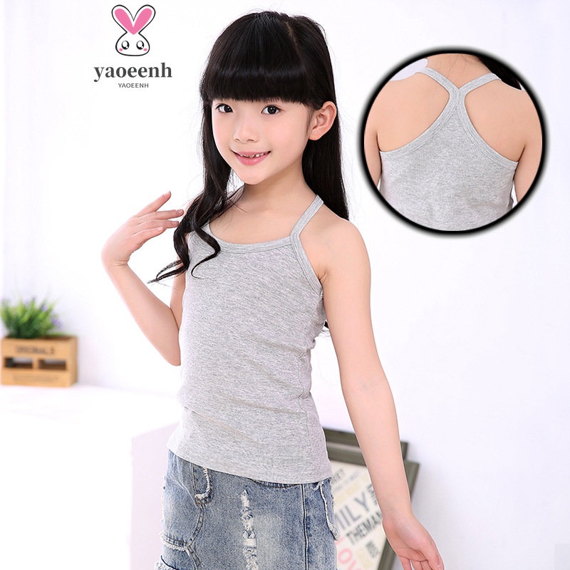 【YAOEENH】พร้อมส่ง เสื้อกล้าม ผ้าฝ้ายแท้ แบบบาง ขนาด 110-160 ซม. สําหรับเด็กผู้หญิง