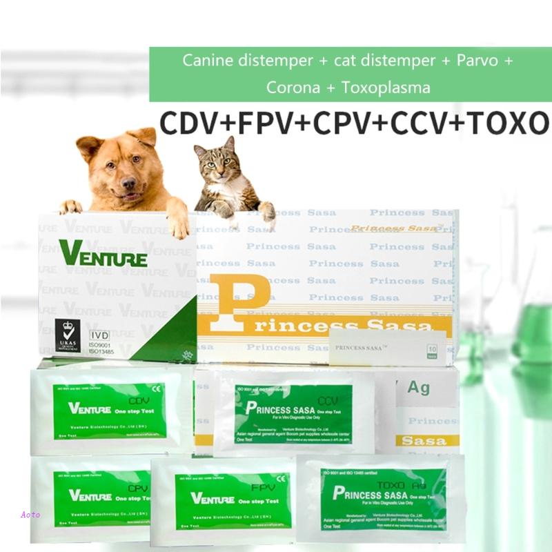 Aoto CPV-CDV-FPV-TOXO-CCV ชุดทดสอบ สําหรับสุนัขหรือแมว สําหรับการตรวจจับพาราไซต์ภายในและหนอนอันตรายใ