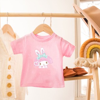 เสื้อยืดแขนสั้น พิมพ์ลาย Melody น่ารัก แฟชั่นฤดูร้อน สไตล์คาวาอี้ สําหรับเด็กผู้ชาย และเด็กผู้หญิง