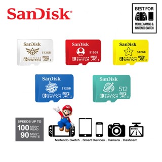 Sandisk การ์ดหน่วยความจํา MicroSD สูงสุด 100MB/s 512G แฟลชการ์ด สําหรับกล้อง Nintendo Switch