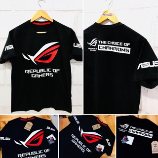 【ใหม่】เสื้อยืดผ้าฝ้ายพรีเมี่ยม เสื้อยืด พิมพ์ลาย Asus ROG CHAMPIONS REPUBLIC OF GAMERS สําหรับผู้ชาย