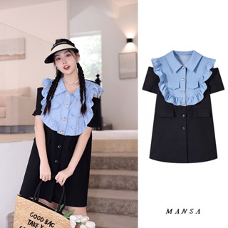 MANSA patchwork summer dress เดรสผู้หญิง เสื้อผ้าแฟชั่น เดรส