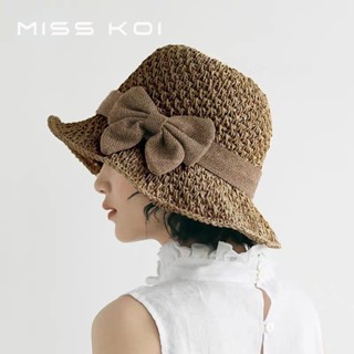 Misskoi [พร้อมส่ง] หมวกฟางกันแดด พับได้ เข้ากับทุกการแต่งกาย สไตล์เกาหลี ญี่ปุ่น สําหรับผู้หญิง