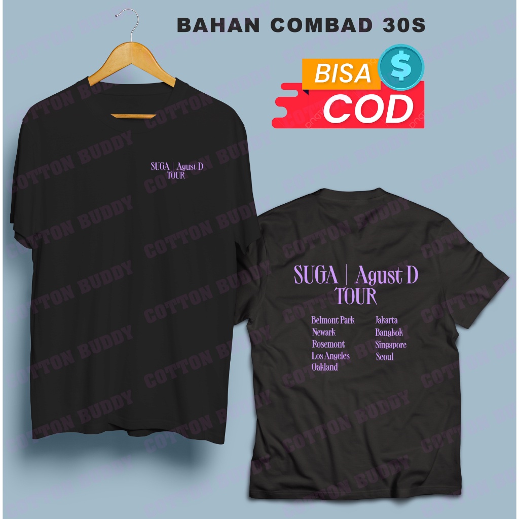 เสื้อยืด KPOP SUGA AGUST D TOUR CITY NAME ALBUM SUGA D-DAY AGUST D MIN YOONGI