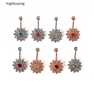 [highbuying] คริสตัล ดอกไม้ หน้าท้อง ปุ่ม แหวน ดอกไม้ ห้อยสะดือ ท้อง ปุ่ม แหวน เครื่องประดับร่างกาย สําหรับผู้หญิง เครื่องประดับ ของขวัญ สินค้าใหม่