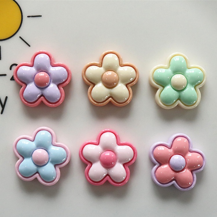 กิ๊บติดผม รูปกลีบดอกไม้ห้ากลีบ ด้านหลังแบน Diy สําหรับติดเคสโทรศัพท์ จํานวน 10 ชิ้น ต่อแพ็ค