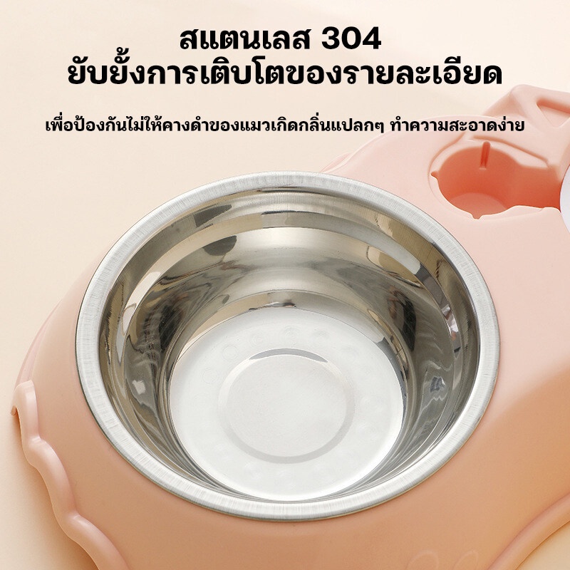 ส่งจากไทย  ชามอาหารสัตว์เลี้ยง สุนัข หมา แมว 2in1 1.8L เติมน้ำอัตโนมัติ ชามอาหารแมว ชามอาหารหมา