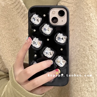 เคสโทรศัพท์มือถือ กันตก ป้องกัน ลายแมวน่ารัก ประดับเพชร แวววาว สําหรับ Apple Iphone 14promax 13 11 14pro 13pro 14