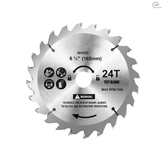 [T&amp;H] ใบเลื่อยวงเดือน TCT 6-1/2 นิ้ว 165 มม. แผ่นตัดไม้ 24 ซี่ สําหรับตัดไม้เนื้อแข็ง ไม้เนื้ออ่อน ชิปบอร์ด และไม้อัด อาร์เบอร์ 20 มม.