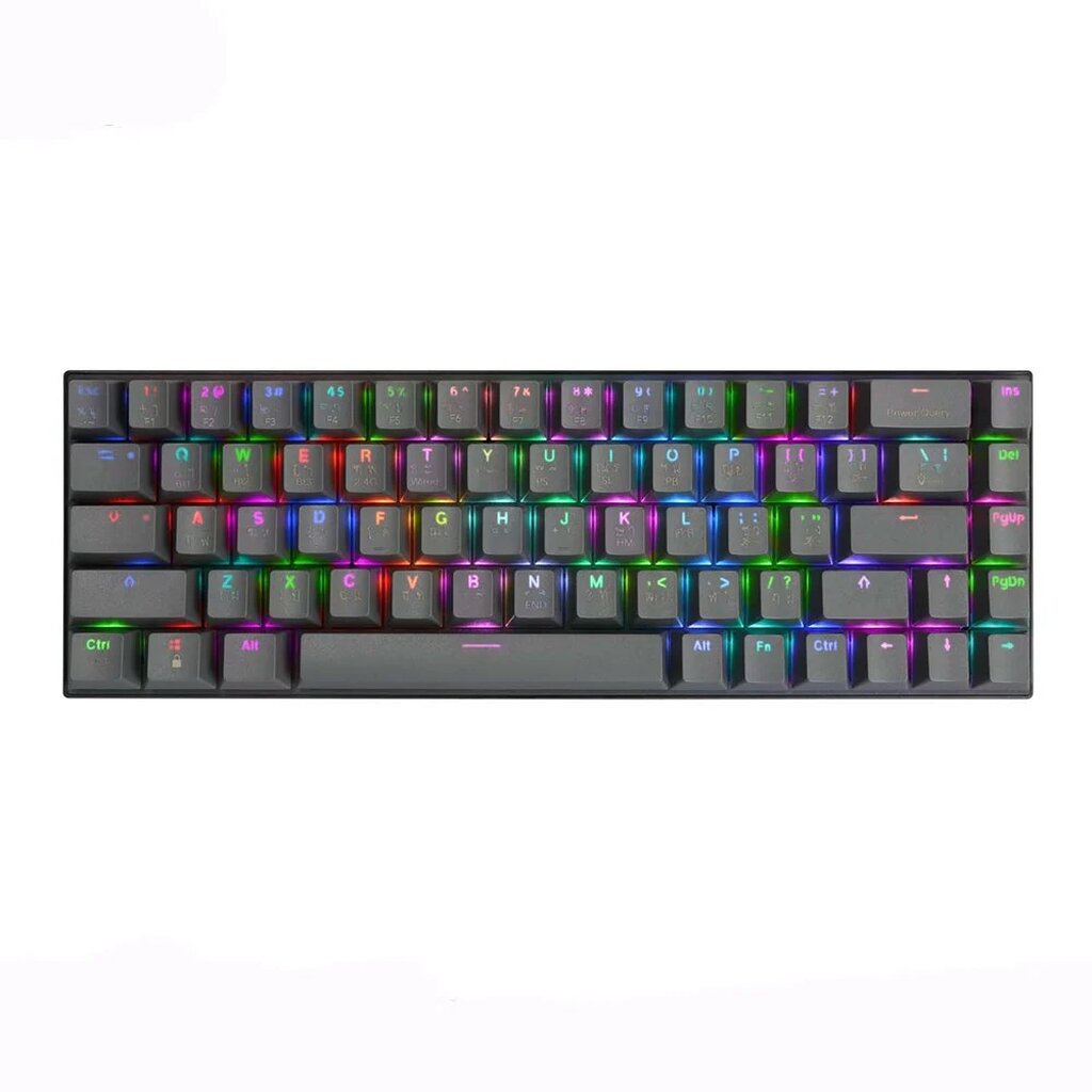 คีย์บอร์ดเกมมิ่ง Tsunami Gaming Keyboard MK-68 Max Cement Gray Blue Switch