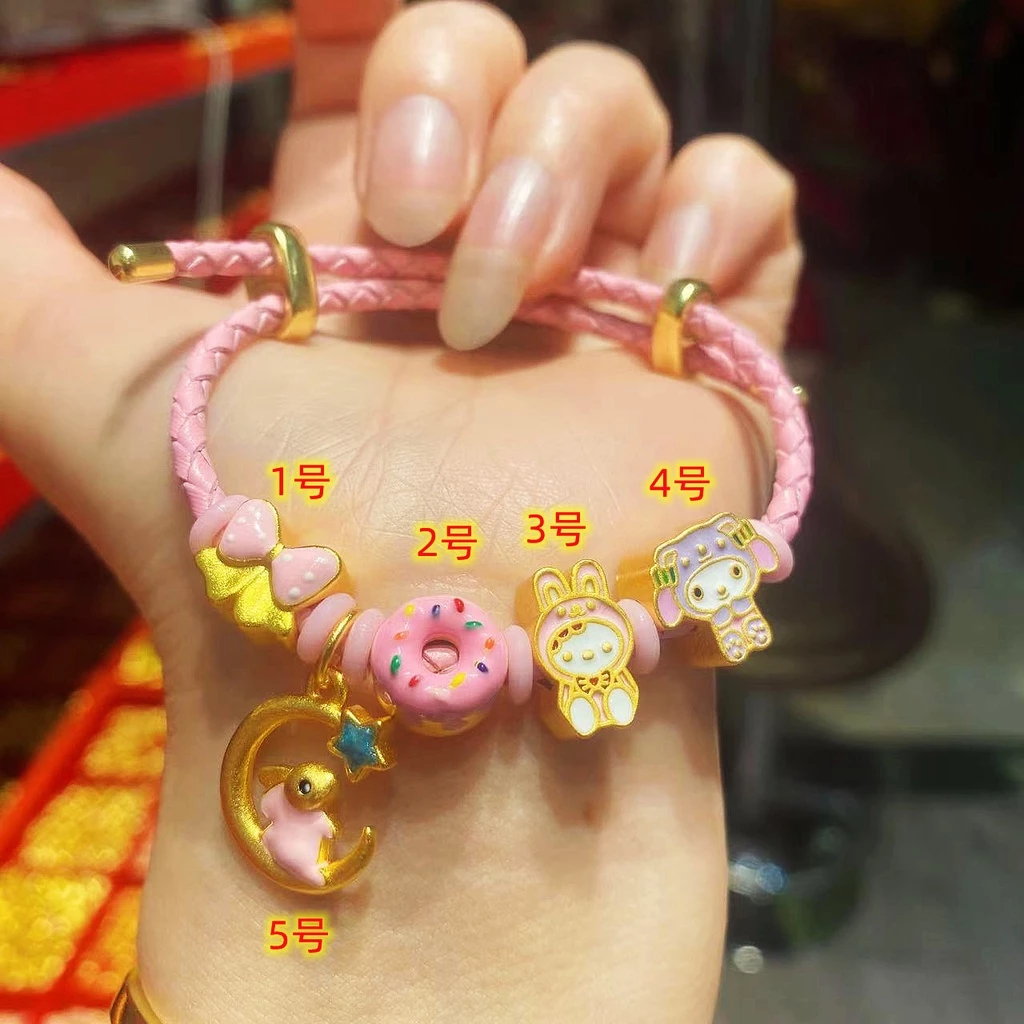 สร้อยข้อมือจี้โดนัทประดับโบว์ สีทองสไตล์จีนโบราณ thumbnail 5