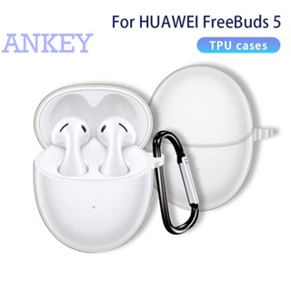 for Huawei Freebuds 5 Case Bluetooth Headset Freebuds5 Protection TPU Transparent Charging Bin Protection Bag With Hook