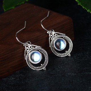 Rovski แฟชั่นเกาหลี พร้อมส่ง เครื่องประดับวินเทจ ต่างหูมูนสโตน Mumbai