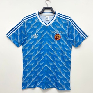 เสื้อกีฬาแขนสั้น ลายทีมชาติฟุตบอล East Germany Away 1988 สไตล์วินเทจ แห้งเร็ว สําหรับผู้ชาย ไซซ์ S - XXL