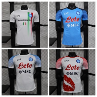 เสื้อกีฬาแขนสั้น ลายทีมชาติฟุตบอล Napoli Home Away 3 Champions League ชุดเหย้า สําหรับผู้ใหญ่ 23-24