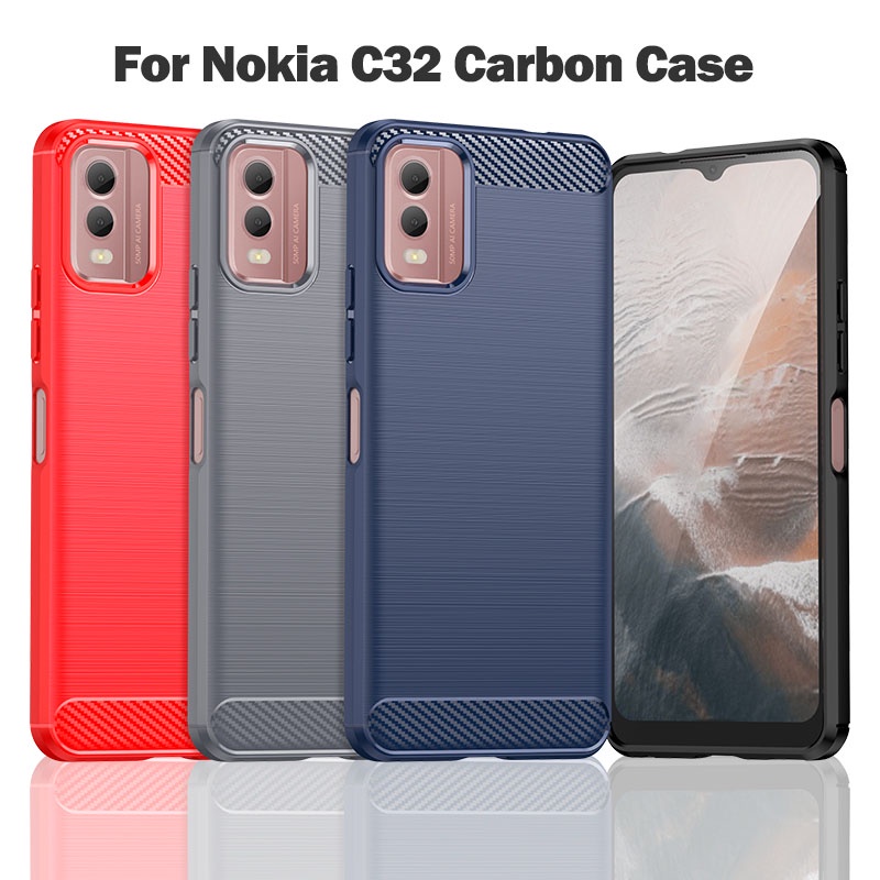 เคสโทรศัพท์มือถือคาร์บอน แบบนิ่ม ป้องกันการแตก สําหรับ Nokia C32 C31 C22 C21 C12 Pro Plus C100 C200 