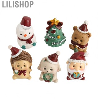 Lilishop Mini Christmas Figurines  6Pcs Miniature Christmas Figurines Cute  for Office