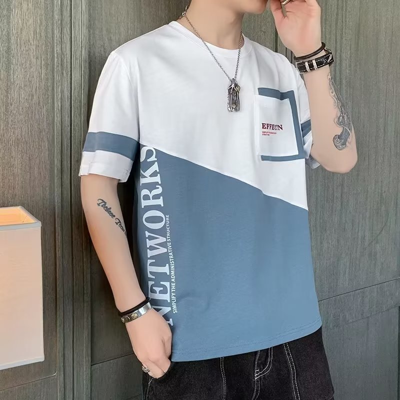 เสื้อยืดแขนสั้น เข้ากับทุกการแต่งกาย แฟชั่นฤดูร้อน สไตล์เกาหลี สําหรับผู้ชาย 【ไซส์ M-5XL】