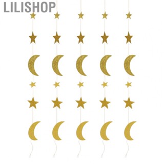 Lilishop Star Moon Garland  Ramadan Garland Tightly Linked 5Pcs  for Party