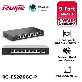 COINSคืน15%⚡FB9JMZV6⚡ RUIJIE (RG-ES209GC-P) 9-PORT GIGABIT MANAGED SWITCH WITH 8 POE+ PORTS - รับประกัน 3 ปี