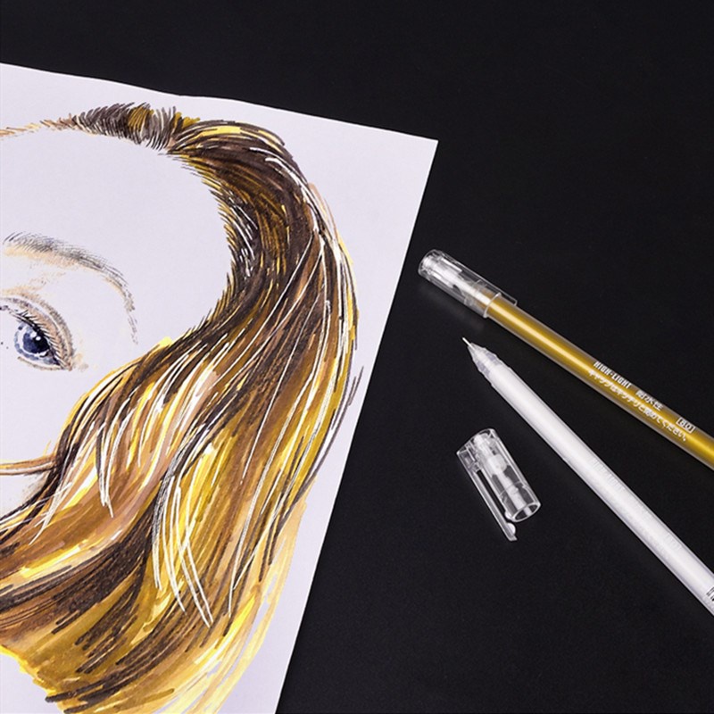 Gold Silver White Gel Ink Pen Fine Point ปากกาสีขาวสําหรับเน ้ นเครื ่ องหมายดินสอสีภาพวาดสีน ้ ํากระดาษสีดํา