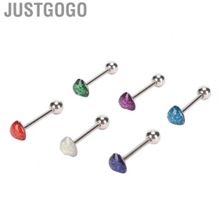 Justgogo Tongue Rings  Tongue Piercing Kit Safe Easy To Wear Fashionable 6PCS Simple Heart Shape  for Tongue