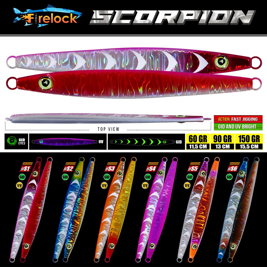 พิเศษ โบนัส | FIRELOCK SCORPION จิ๊กโลหะ FISHING BAIT 60/90/150 GRAMS เหยื่อจิ๊กกิ้งคาวส่วนใหญ่