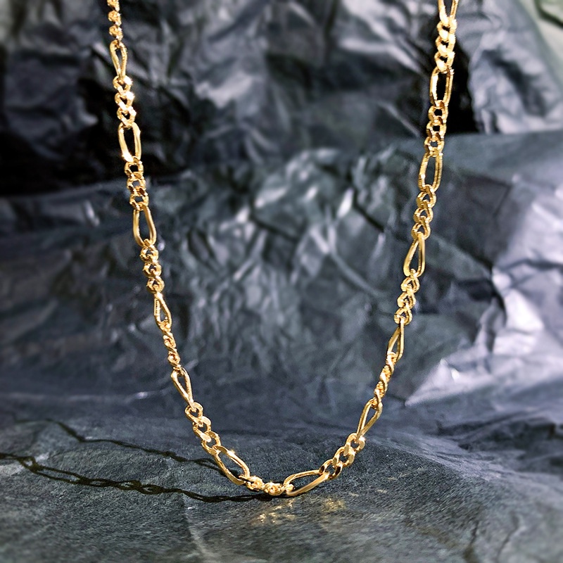 S925 สร้อยคอเงิน 18k Gold Chain ins สุทธิสีแดง Figaro โซ่ผู้ชายเงิน 3.0 มม.อุปกรณ์เสริม DIY เครื่องป