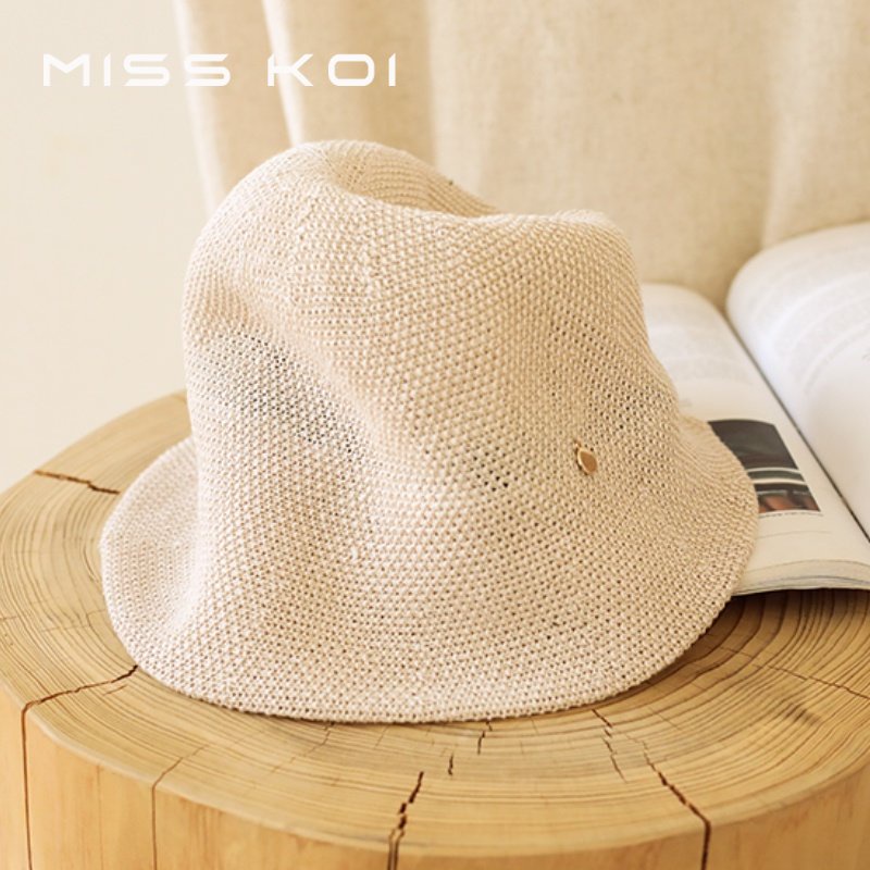 MISSKOI ฤดูร้อนแฟชั่นน้ำหนักเบาระบายอากาศวัสดุผ้าลินินพับหม้อหมวก